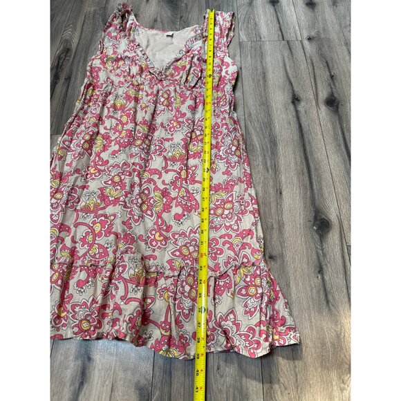 Old Navy Womens V Neck Floral Swing Ruffle Dress L Multicolor Cotton Boho Tiered - Picture 7 of 12